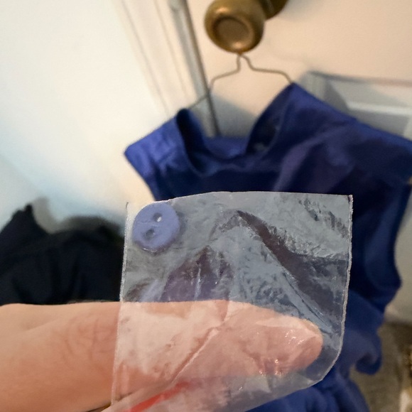 Blue Satin Mock Neck Maxi Dress - Picture 14 of 14